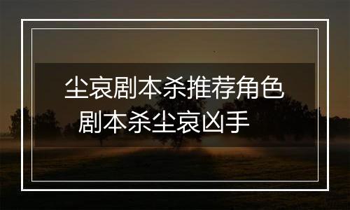 尘哀剧本杀推荐角色  剧本杀尘哀凶手