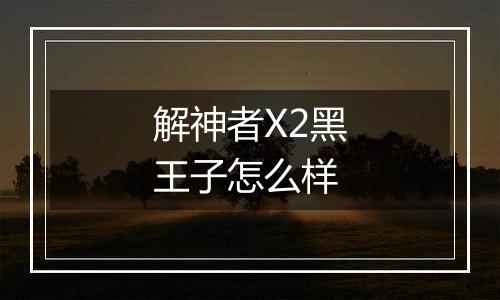 解神者X2黑王子怎么样