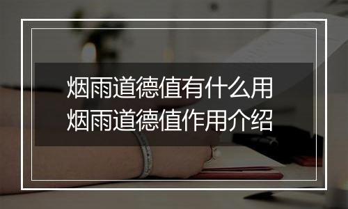 烟雨道德值有什么用 烟雨道德值作用介绍