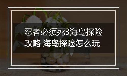 忍者必须死3海岛探险攻略 海岛探险怎么玩