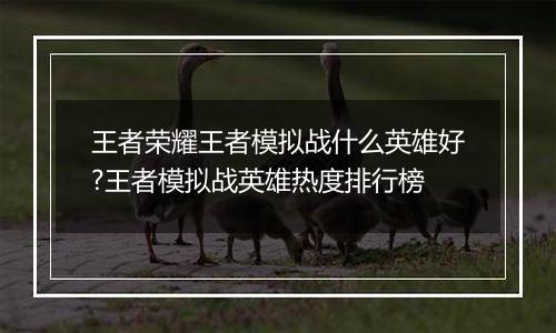 王者荣耀王者模拟战什么英雄好?王者模拟战英雄热度排行榜