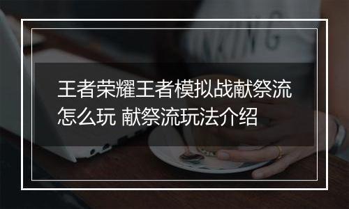 王者荣耀王者模拟战献祭流怎么玩 献祭流玩法介绍