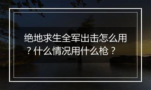 绝地求生全军出击怎么用？什么情况用什么枪？