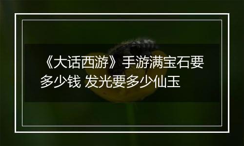 《大话西游》手游满宝石要多少钱 发光要多少仙玉
