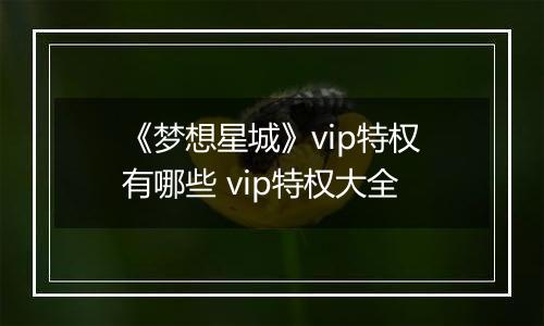《梦想星城》vip特权有哪些 vip特权大全
