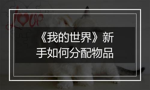 《我的世界》新手如何分配物品