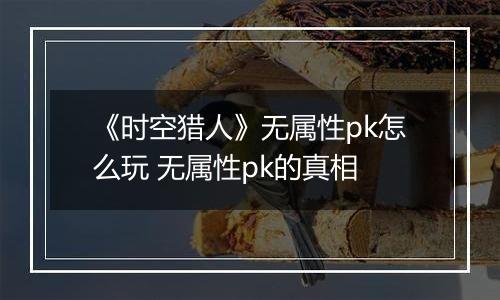 《时空猎人》无属性pk怎么玩 无属性pk的真相