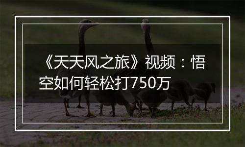 《天天风之旅》视频：悟空如何轻松打750万