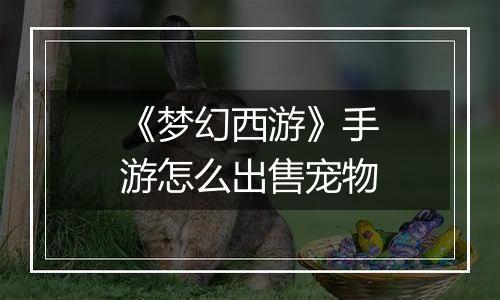 《梦幻西游》手游怎么出售宠物