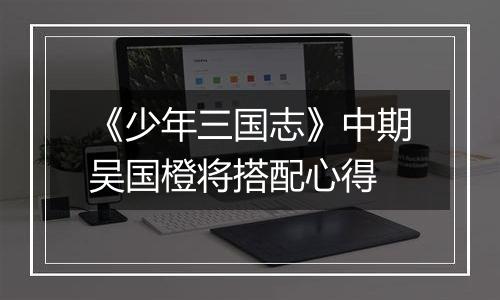 《少年三国志》中期吴国橙将搭配心得