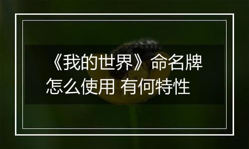《我的世界》命名牌怎么使用 有何特性