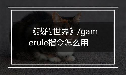 《我的世界》/gamerule指令怎么用