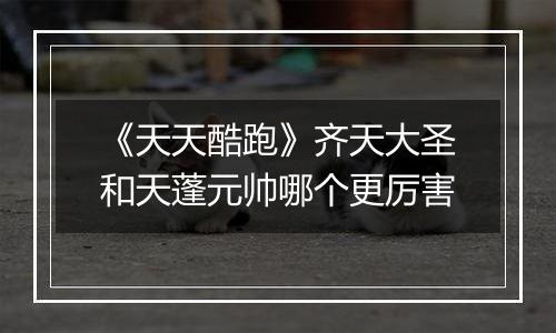 《天天酷跑》齐天大圣和天蓬元帅哪个更厉害