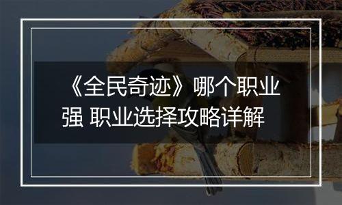 《全民奇迹》哪个职业强 职业选择攻略详解