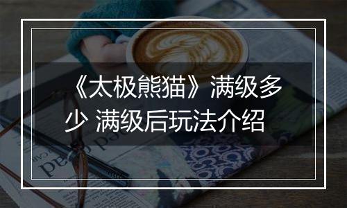 《太极熊猫》满级多少 满级后玩法介绍