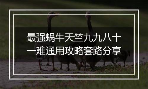 最强蜗牛天竺九九八十一难通用攻略套路分享