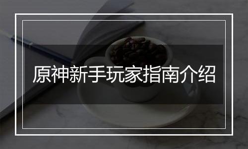 原神新手玩家指南介绍