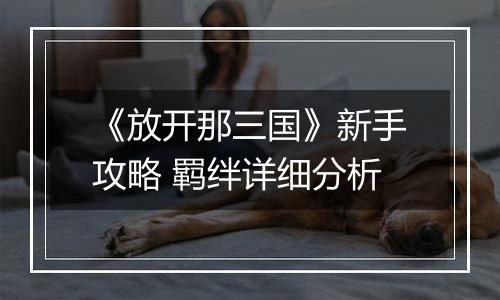 《放开那三国》新手攻略 羁绊详细分析