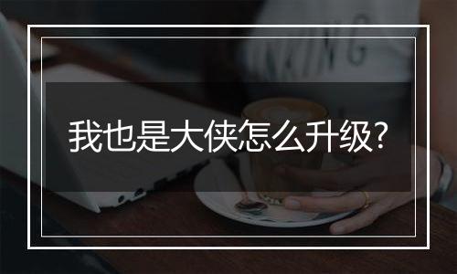 我也是大侠怎么升级?