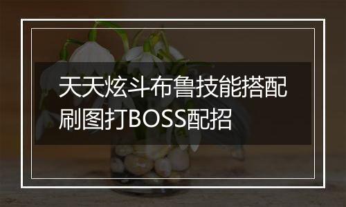 天天炫斗布鲁技能搭配刷图打BOSS配招