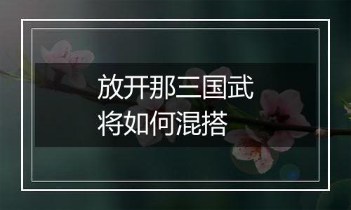 放开那三国武将如何混搭