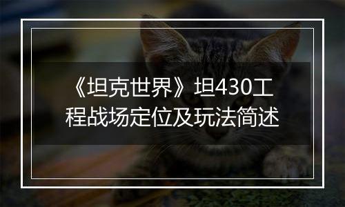 《坦克世界》坦430工程战场定位及玩法简述