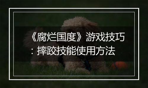 《腐烂国度》游戏技巧：摔跤技能使用方法