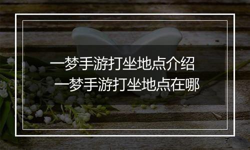 一梦手游打坐地点介绍  一梦手游打坐地点在哪
