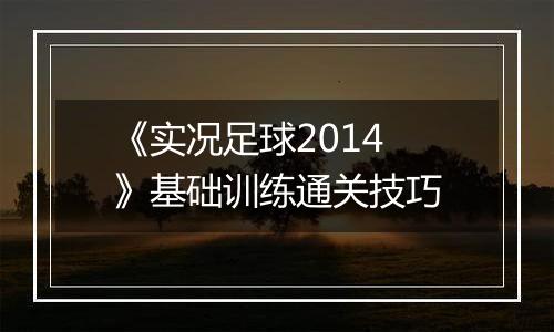 《实况足球2014 》基础训练通关技巧