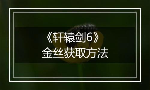 《轩辕剑6》金丝获取方法