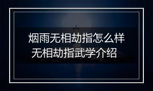 烟雨无相劫指怎么样 无相劫指武学介绍