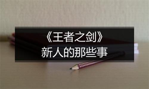 《王者之剑》新人的那些事