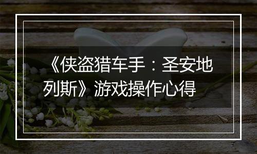 《侠盗猎车手：圣安地列斯》游戏操作心得