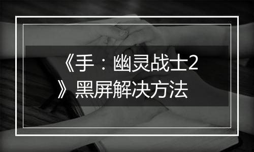 《手：幽灵战士2》黑屏解决方法