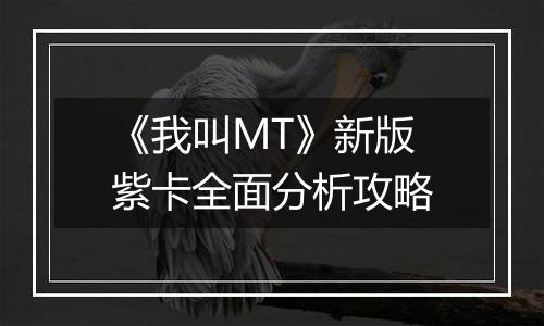 《我叫MT》新版紫卡全面分析攻略