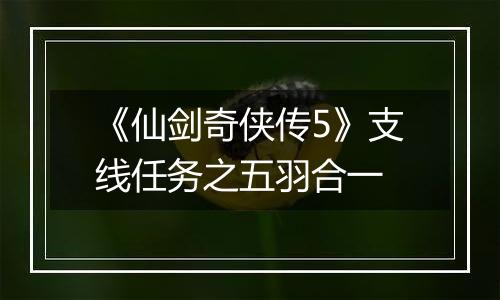 《仙剑奇侠传5》支线任务之五羽合一