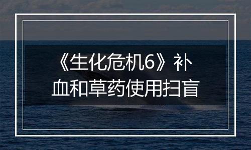 《生化危机6》补血和草药使用扫盲