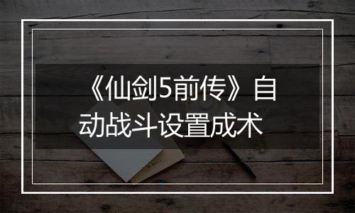 《仙剑5前传》自动战斗设置成术