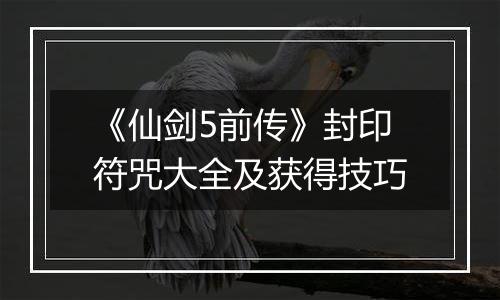 《仙剑5前传》封印符咒大全及获得技巧