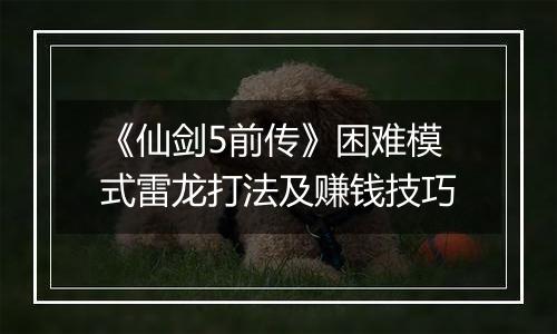 《仙剑5前传》困难模式雷龙打法及赚钱技巧