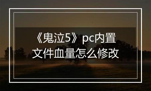 《鬼泣5》pc内置文件血量怎么修改