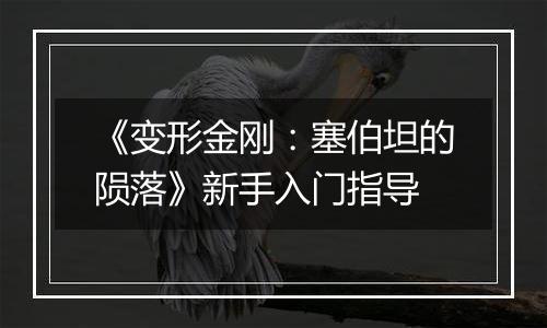 《变形金刚：塞伯坦的陨落》新手入门指导