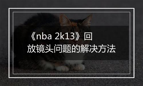 《nba 2k13》回放镜头问题的解决方法