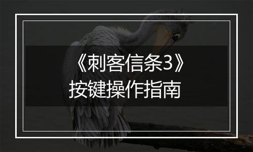 《刺客信条3》按键操作指南