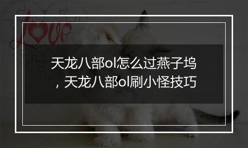 天龙八部ol怎么过燕子坞，天龙八部ol刷小怪技巧