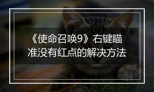 《使命召唤9》右键瞄准没有红点的解决方法