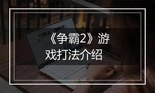 《争霸2》游戏打法介绍