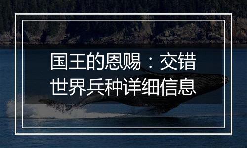 国王的恩赐：交错世界兵种详细信息