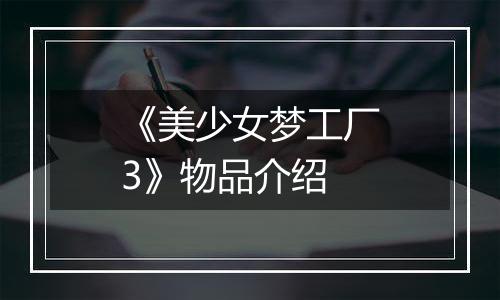 《美少女梦工厂3》物品介绍