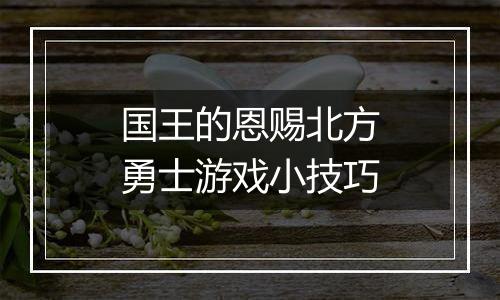 国王的恩赐北方勇士游戏小技巧